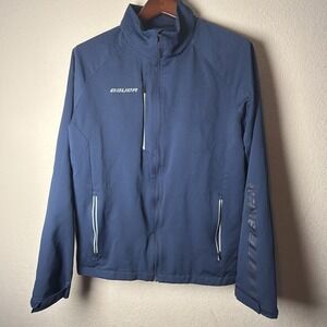 Bauer Team Hockey Rink Jacket Men's M Navy Blue Full Zip Pockets Logo Mock Neck